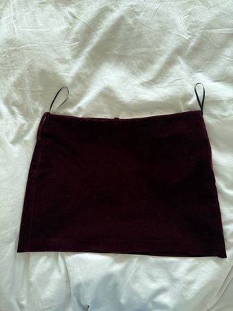 Burgundy Velvet Mini Skirt