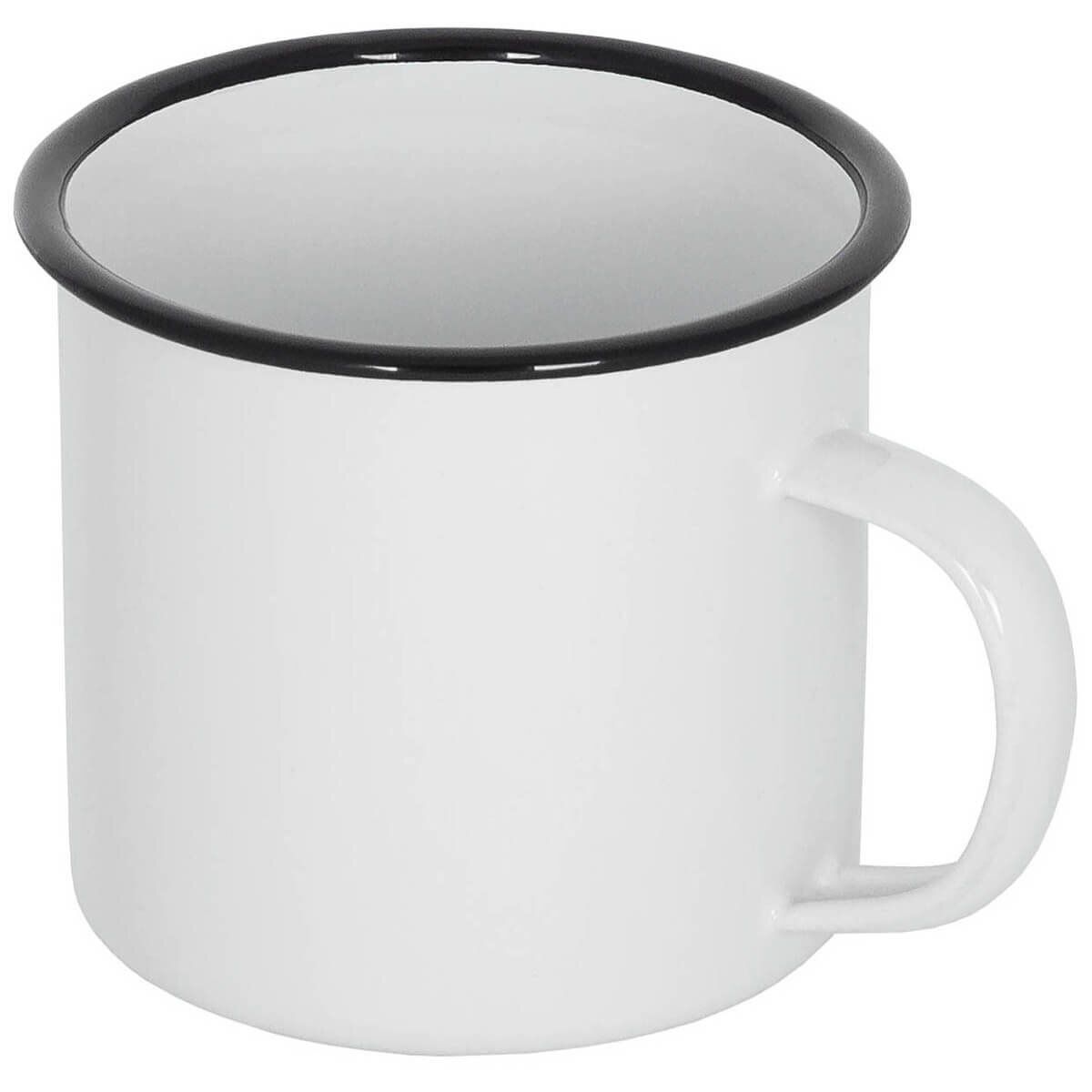 Tazze: Emaille-Tasse, weiß-schwarz, ca. 350 ml – Nuovo e nell'imballaggio originale da Windisch venduto da shop-easy