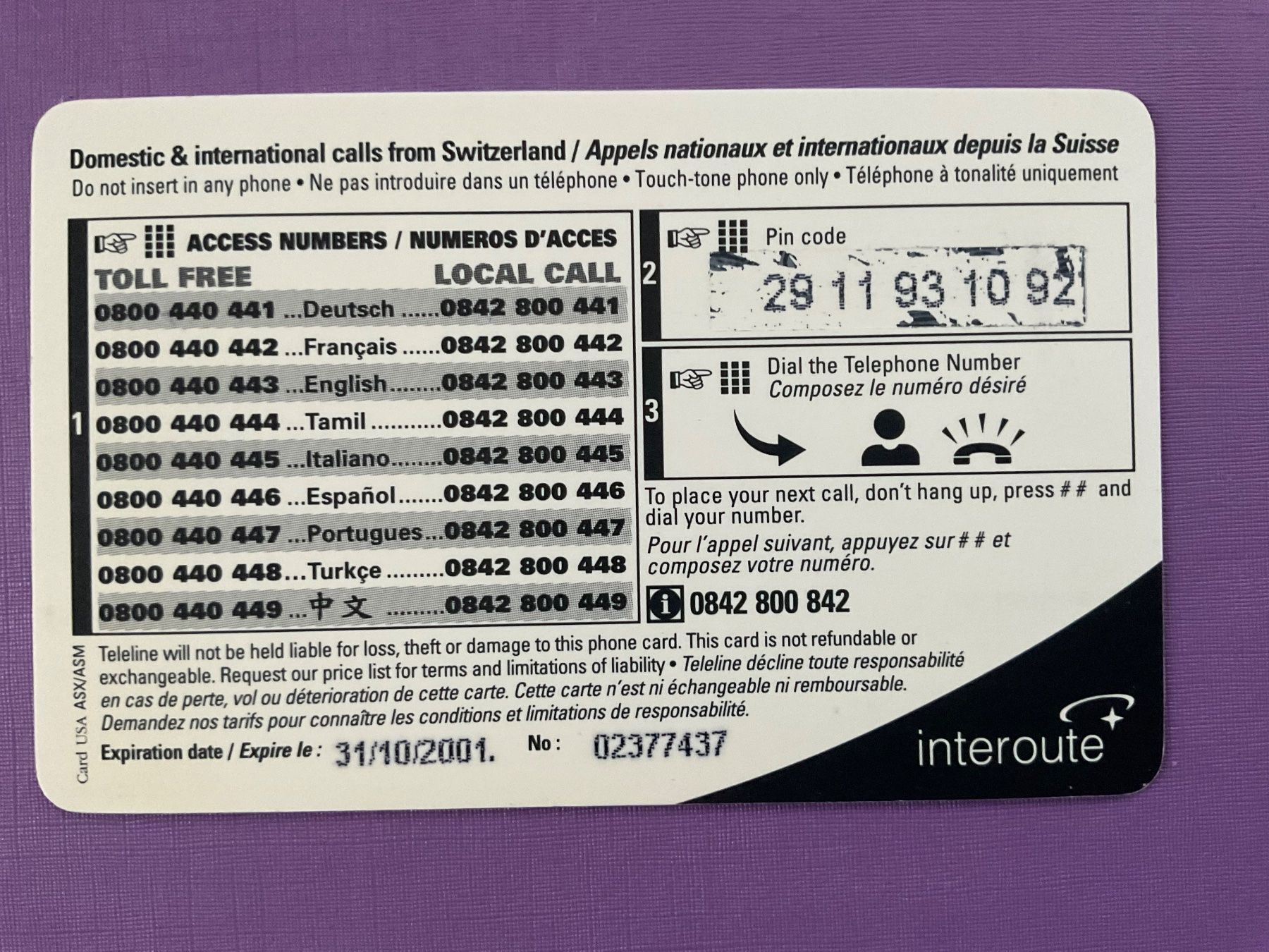 Schede telefoniche: Teleline Karte. Sankt Michael – Usato da Winterthur venduto da Grap75 1
