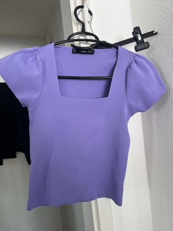 MNG shirt Top Lila mit Puffärmeln, Grösse XXS!