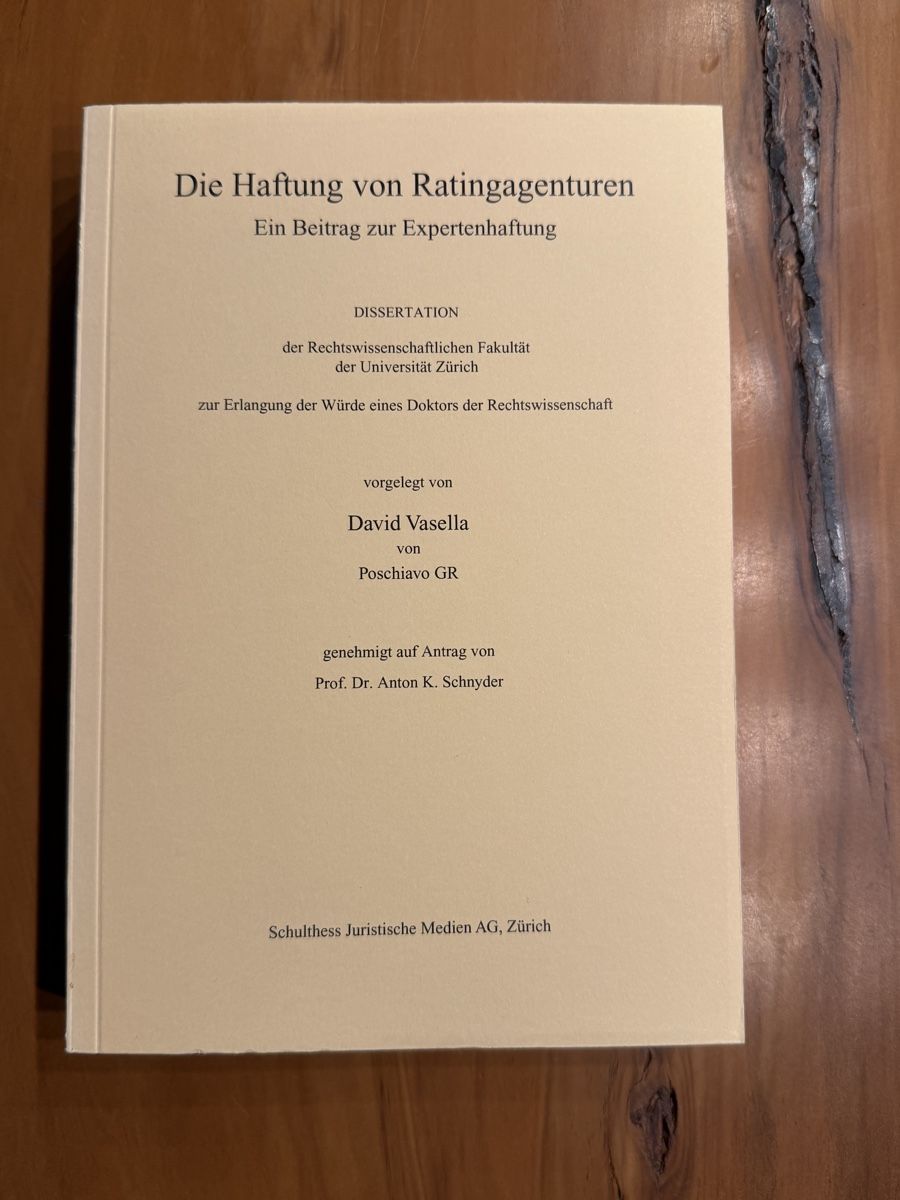 Libri: Die Haftung von Ratingagenturen, Diss. David Vasella – Nuovo (secondo la descrizione) da Volketswil venduto da doughboy