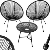 2er Set Stuhl mit Tisch Retro Gartenmöbel schwarz TITAN