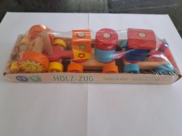 Holzspielzeug Zug neu, bunt & fröhlich für kleine Kinder