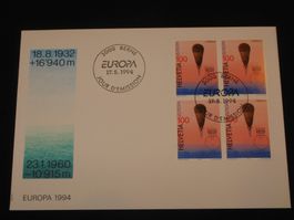 Werbemarken Europa FDC 1994 Nr. 864 4-Block "Stratosphärenba