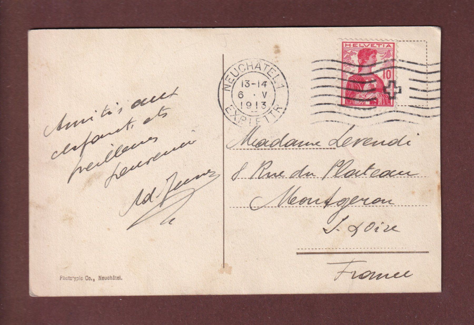 Cartoline postali: NEUCHÂTEL - Eglise catholique - 1913 – Usato da Pully venduto da nicecards 1