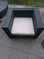 Garten Sessel Polyrattan schwarz mit Polster gebraucht