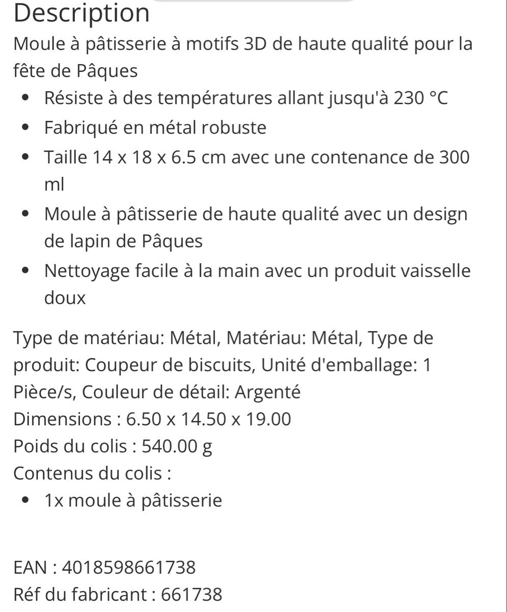Teglie da forno: Moule lapin – Nuovo (secondo la descrizione) da Delémont venduto da vcx 4