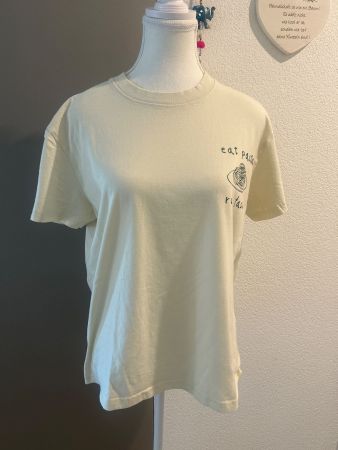 T-Shirt hellgelb mit Aufdruck Grösse M