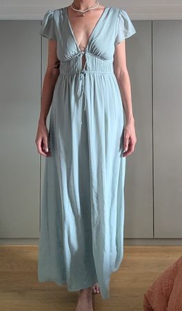 Fliessendes Maxi Kleid Sommerkleid hellblau/türkis Gr. 38, s