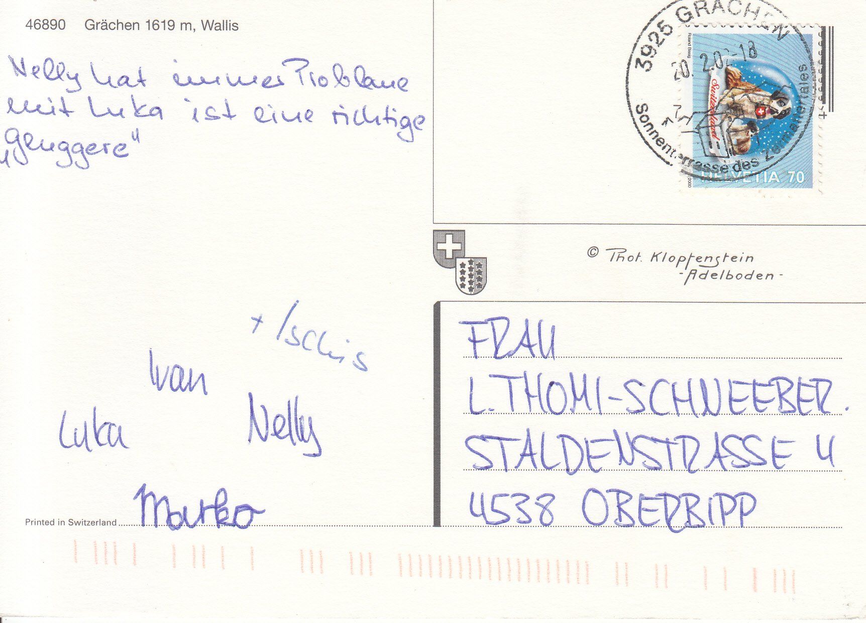 Cartoline postali: Grächen 2002 – Usato da Bürglen TG venduto da StampGraf 1
