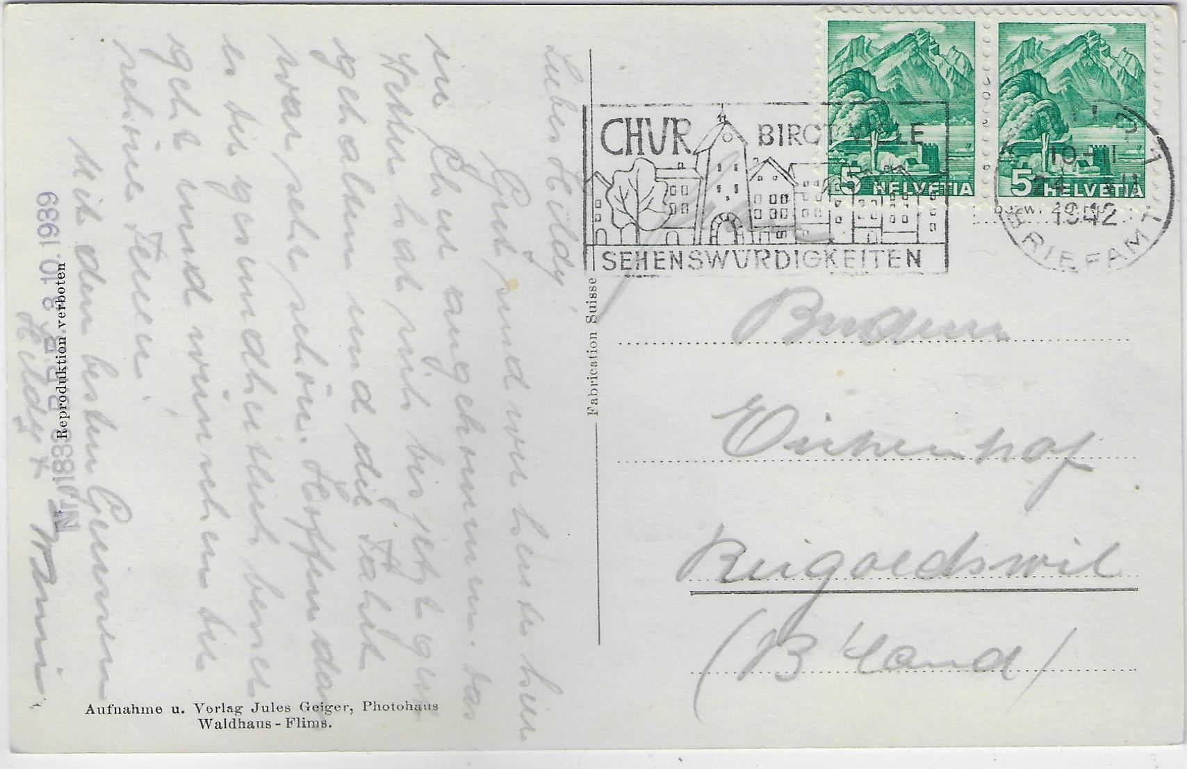 Cartoline postali: Chur mit Falknis – Usato da Ettingen venduto da Kartenplanet 1