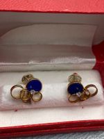 Elegante Ohrstecker mit Brillant und Lapislazuli/18 K GG
