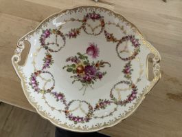 Antike handgemalte Porzellan Schale mit Blumenmuster