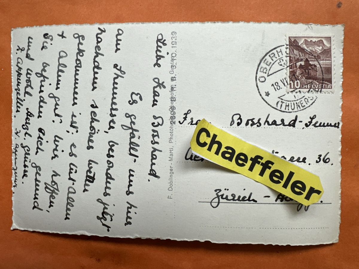 Cartoline postali: 1941 Oberhofen am Thunersee – Usato da Zürich venduto da Chaeffeler 1