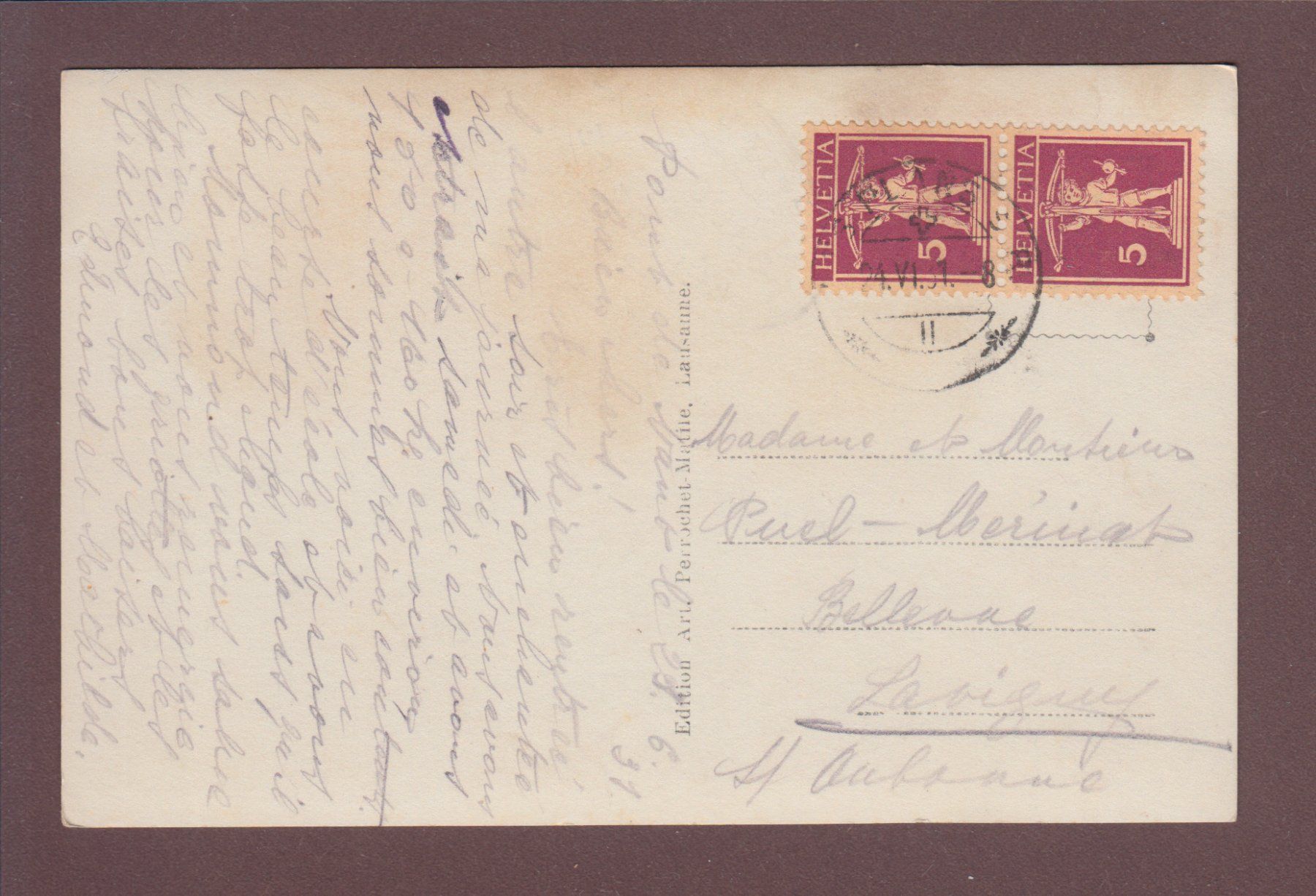 Cartoline postali: PONT DE NANT - Dent de Morcles - 1931 – Usato da Pully venduto da nicecards 1