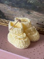 Handmade Newborn Baby Booties Yellow Crocheted New