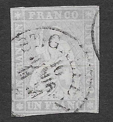 Tutti i francobolli: Strubel 1 Fr.grau Nr.27D Stempel St Gallen – Usato da Walperswil venduto da Tcheidi