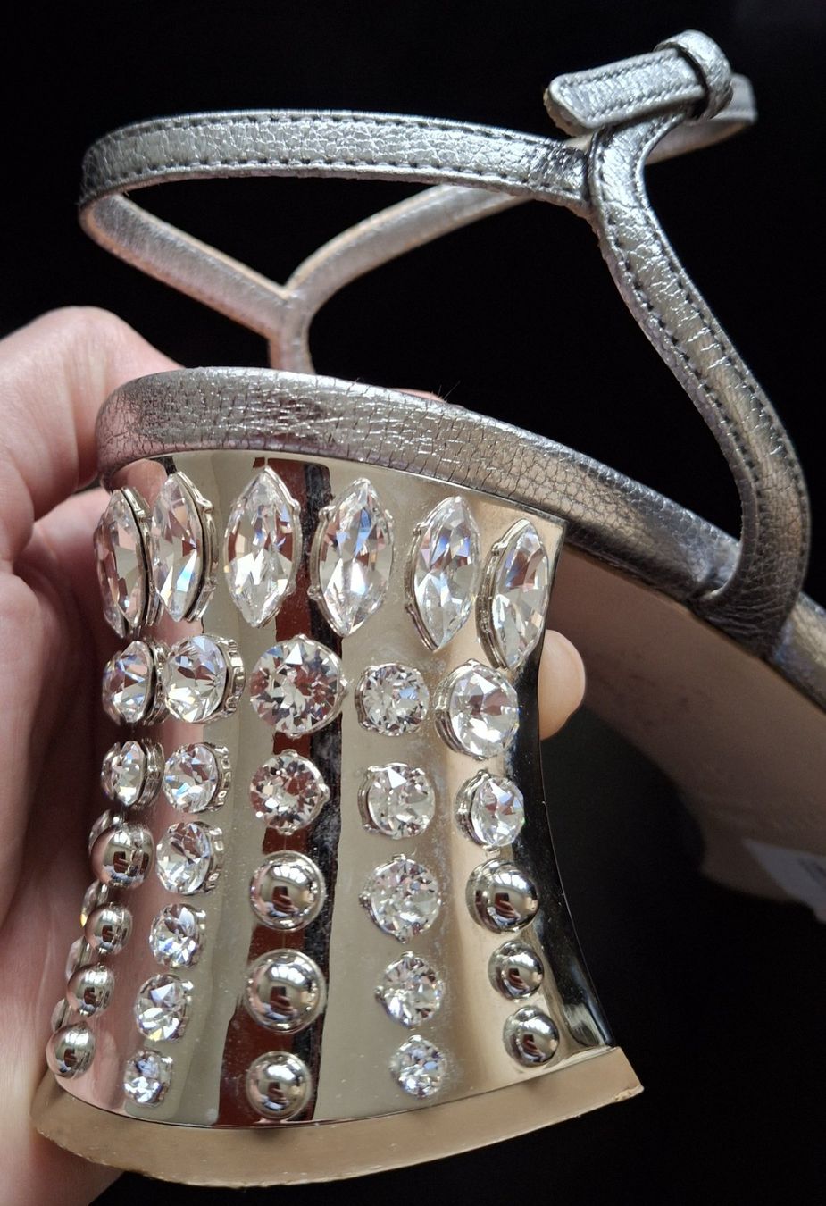 Miu Miu Scarpe da donna: MIU MIU silver leather slingback pumps embellished crystals – Usato da Gersau venduto da syl_5dsz 8