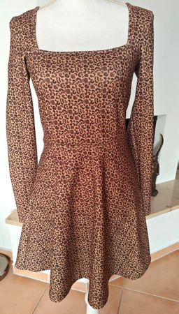 ELEGANTE KLEID PAMELA X GR.S, LEOPARDENMUSTER, LANGARMIG