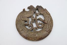 Antike Nephrit Schnitzerei China Drache und Adler 19/20. Jht