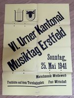 Original Plakat Kantonal Musiktag Uri Erstfeld 1941