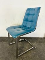 4x Freischwinger Stuhl Echtleder petrol/taupe
