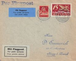 Luftpost-Brief Basel - Zürich 1925