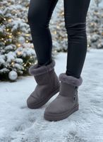 Boots mit Pelz Winterstiefel gefüttert grau Gr 41 Neu