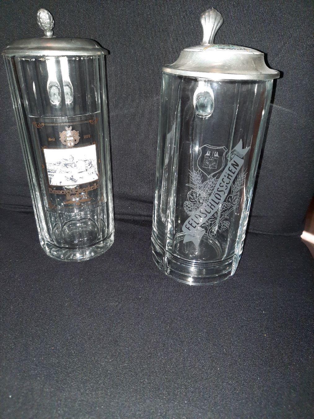 Feldschlösschen Bicchieri: 2x Bierkrug mit Zinndeckel – Usato da Zuchwil venduto da bvj_5t82