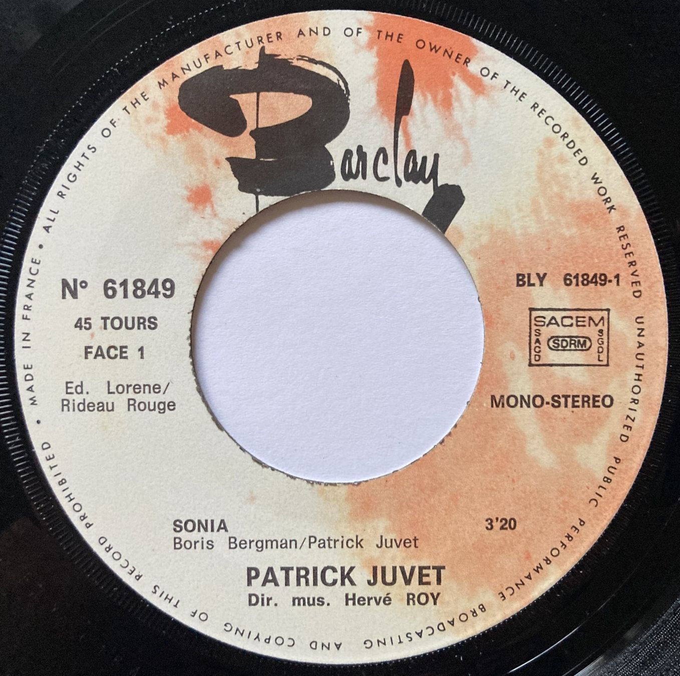 Vinyles: PATRICK JUVET - SONIA – D'occasion à Bottens par hotter-than-hell 2