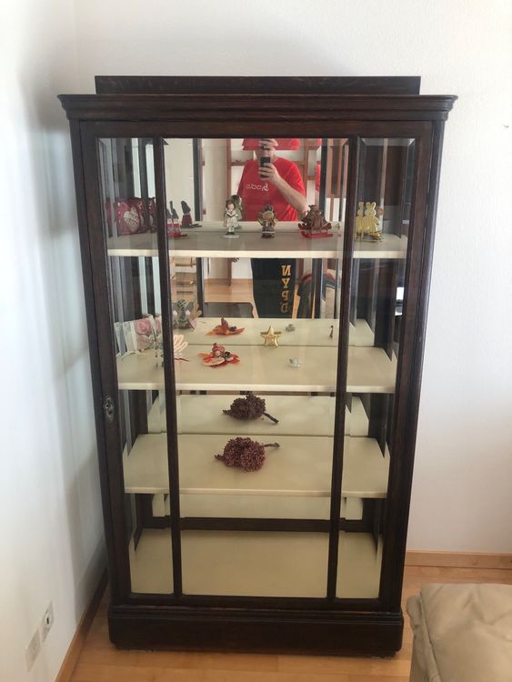 Mar.c.a. Design Vitrine 'Neapoletana' – Walnuss-Optik, 140x43x210 Cm, Mit 2 Glastüren, Made In Italy