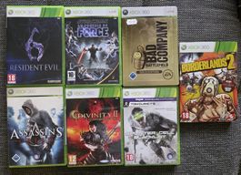Lot de 7 jeux Xbox 360 divers titres bon état complet