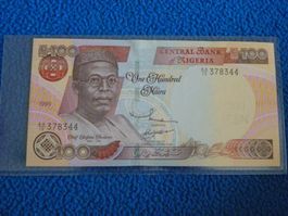 100 Naira Note, Nigeria 1999, AA15 378344, Bankfrisch