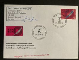 Schweiz 1973 Ballon Sonderflug 100 J. SKV Marke+Cachet+L-St