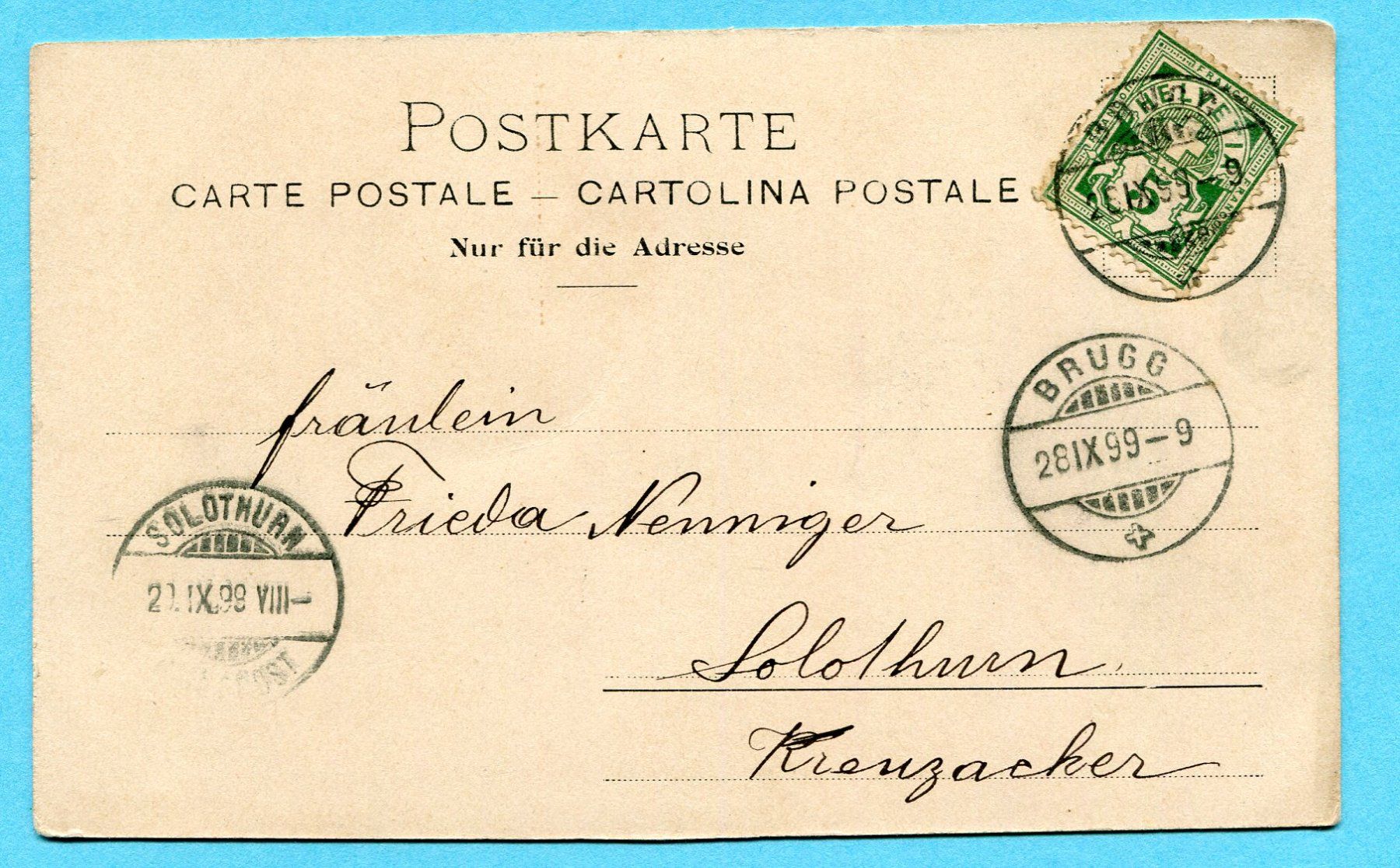 Cartoline postali: Gruss aus Brugg ! 1899 – Usato da Opfikon venduto da Prophila 1