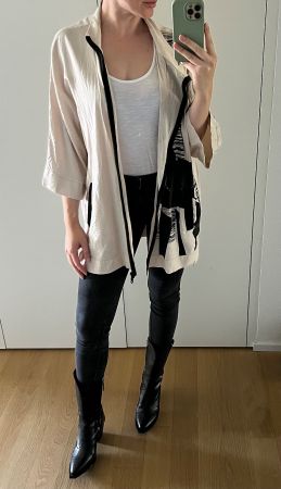 Designer Jäckchen Cardigan beige bequem lang oversize one si