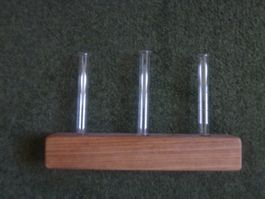 Holzreagenzglasständer mit 3 Glasröhrchen, Handmade!
