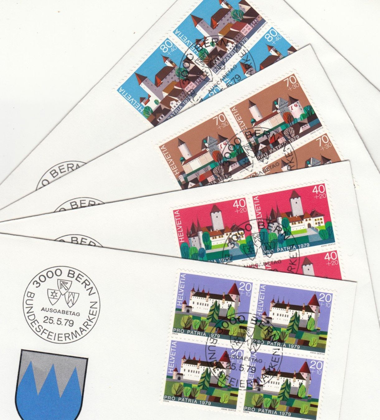 Tutti i francobolli: SBK B182 - B185 im 4er-Block FDC – Usato da Bürglen TG venduto da StampGraf