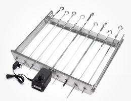 + Spießdreher Schaschlik Grillaufsatz für 9 Spieße mit Motor