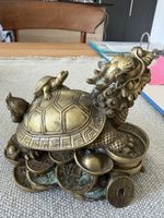 Statue dragon tortue en bronze sur pièces bon état