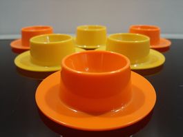 6 Stück Vintage Werbe Eierbecher Eduscho Kaffee 70er Jahre