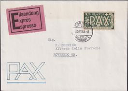 1945, Nr.272 PAX-Einzelfrankatur Zürich, Kat: 180.- +EXPRESS