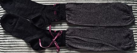 Damen Kniestrümpfe Schwarz-grau Grösse One Size NEU