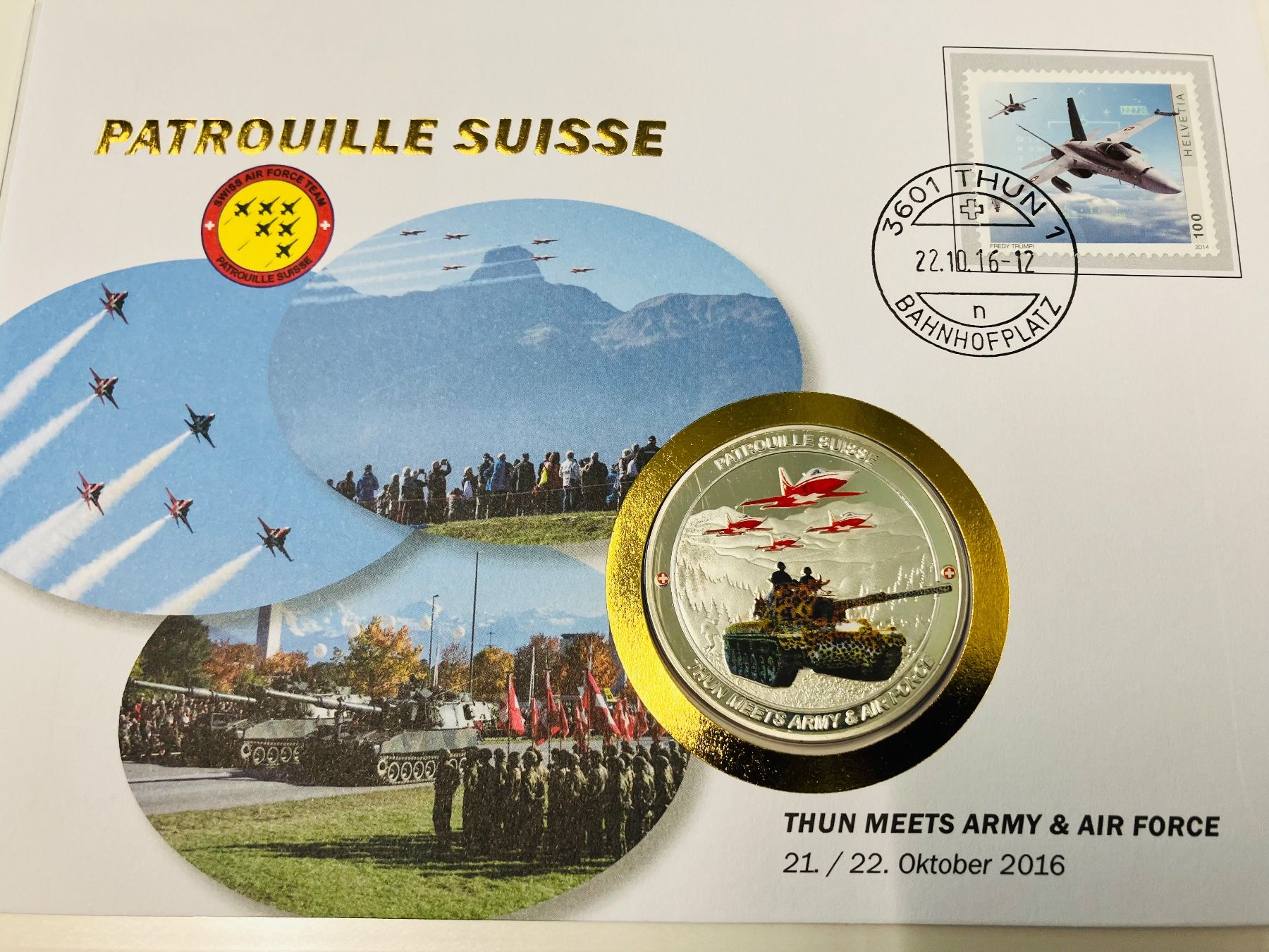 Medaglie: Patrouille Suisse  Numisbrief versilberte Medaille 2016 – Usato da Merenschwand venduto da Garfield2026 1
