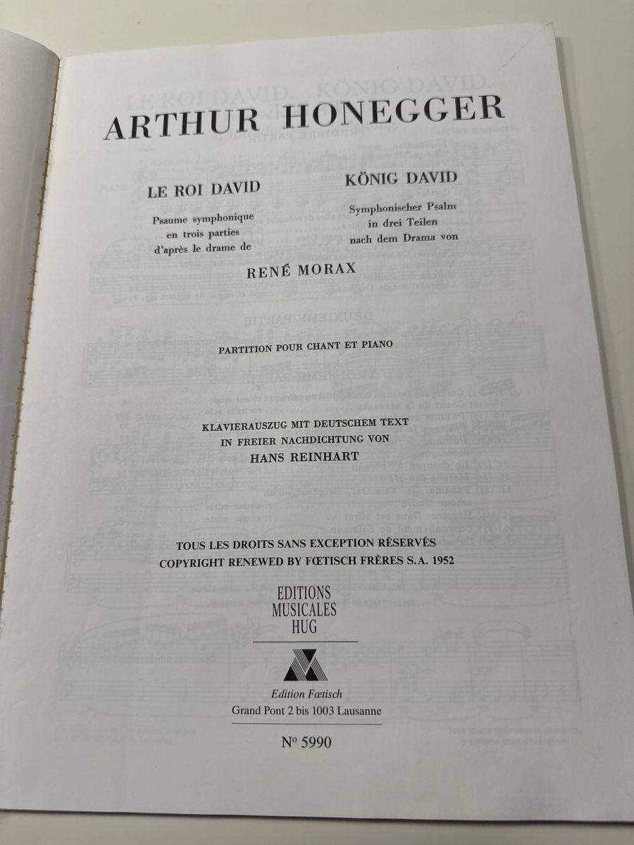 Libri: Honegger: Le Roi David, Klaviernoten, Gesangbuch – Usato da Wald ZH venduto da Martin79 1