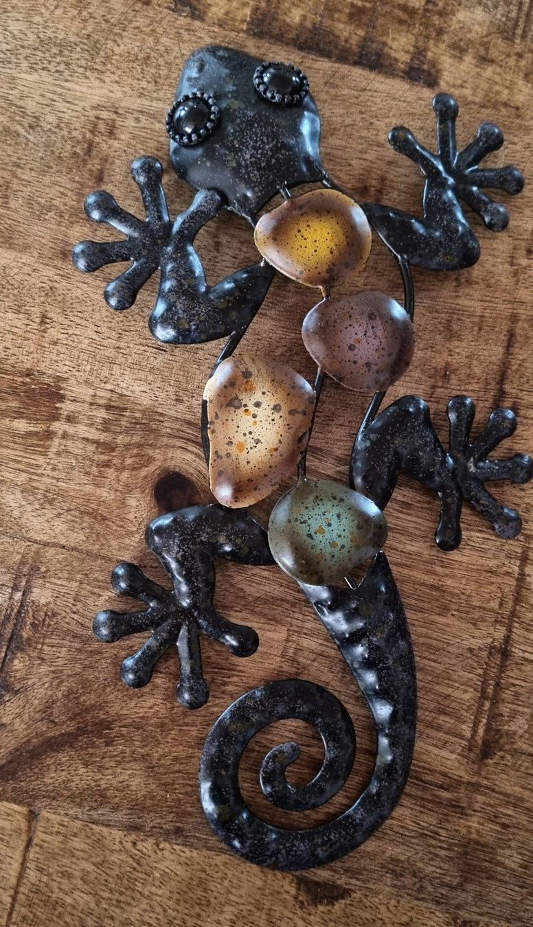 Statuette: Metall Gecko für Garten oder drinnen – Nuovo e nell'imballaggio originale da Gattikon venduto da myartshop 1
