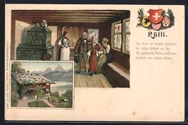 Litho Rütli, Ortspartie mit Hütte, Inn