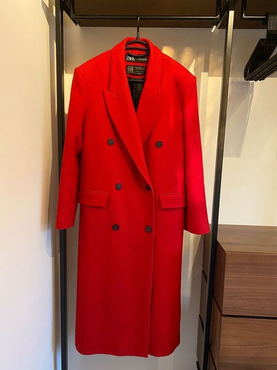 manteau laine rouge zara