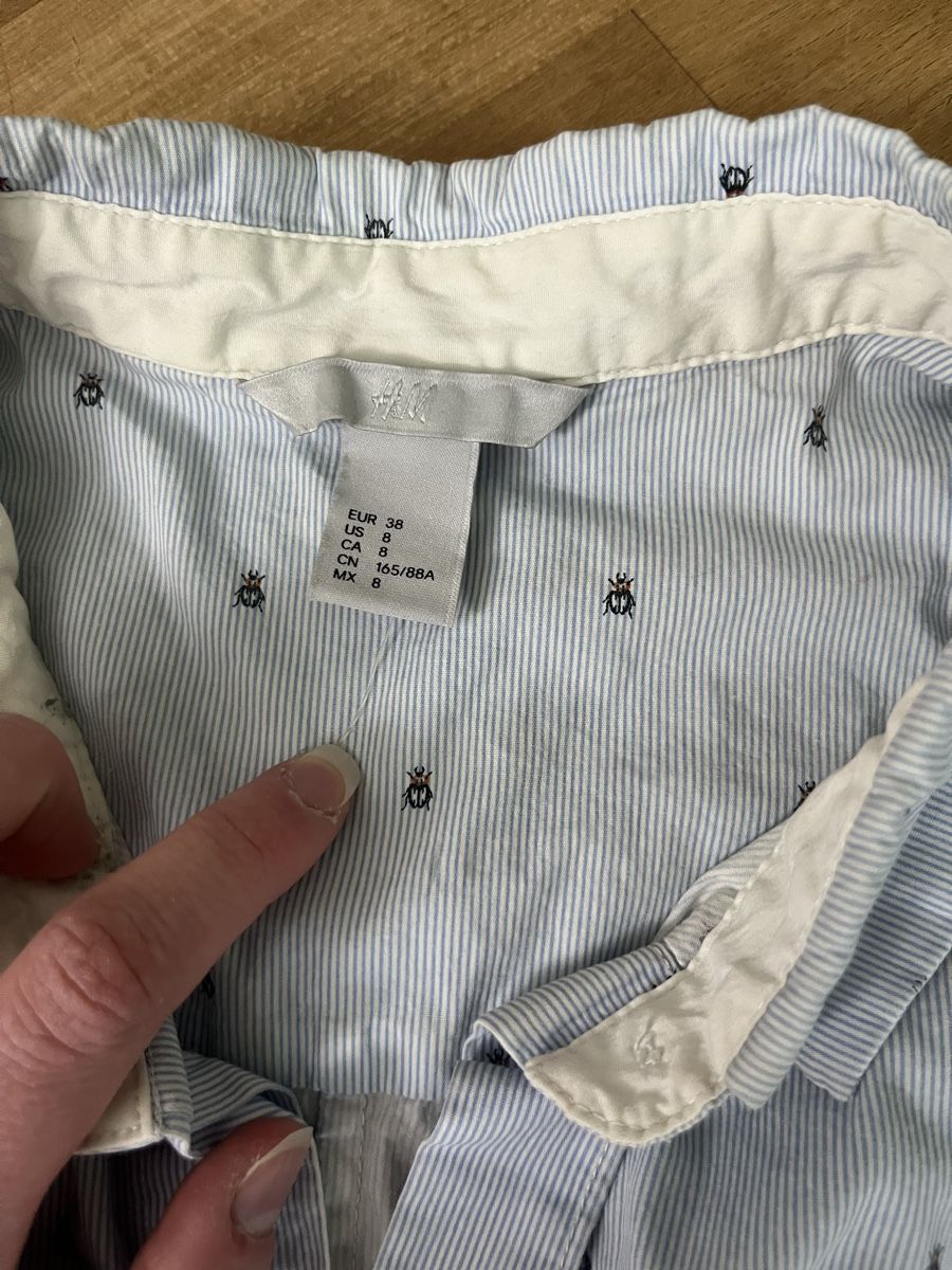 H&M Camicette: H&M Bluse, Gr. 38, hellblau gestreift, Käferprint – Usato da Stäfa venduto da jo1735 2