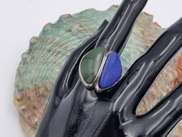 Silber Ring mit Jade und Lapis Lazuli